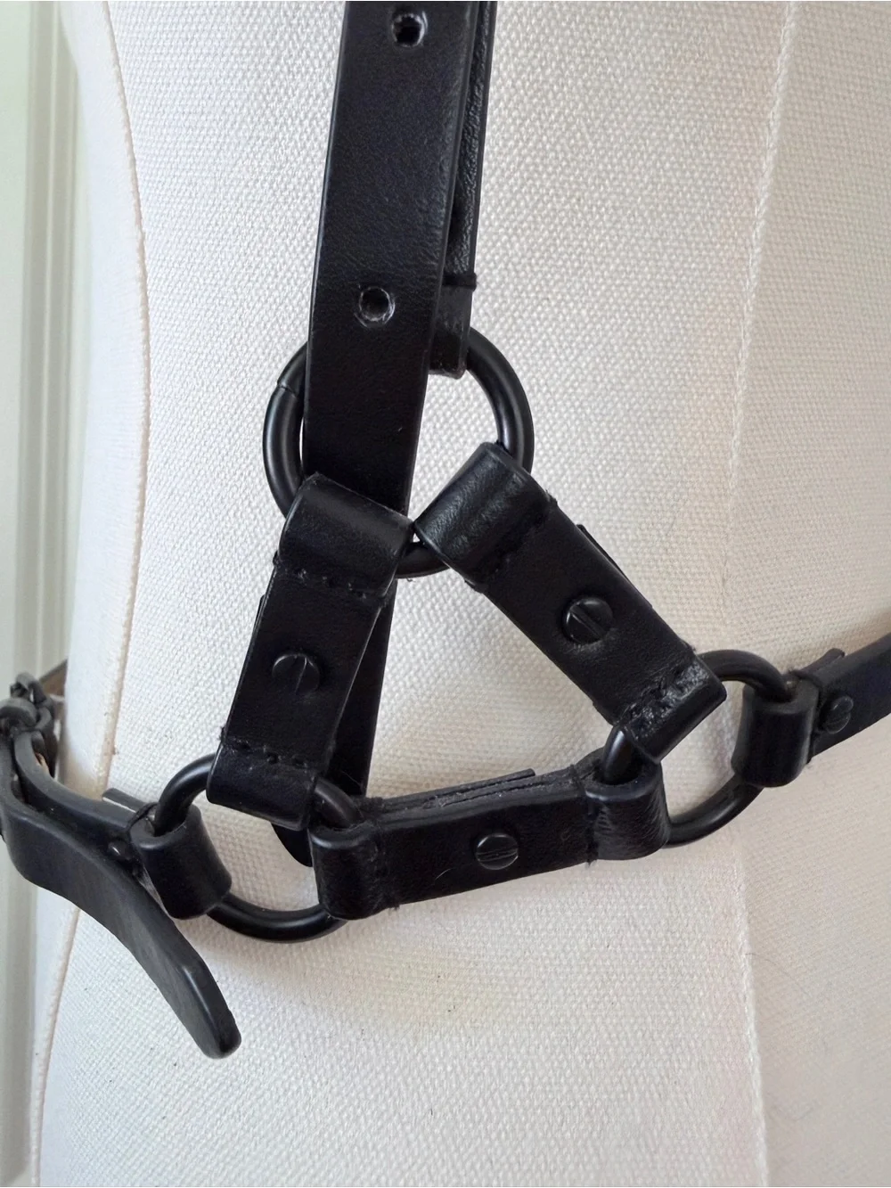 BCBGMaxAzria Black Leather Harness Belt